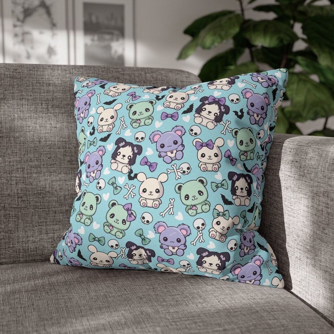 Pastel Goth Plush Animals Pillow Case Spooky Cute Kawaii Punk Creepy