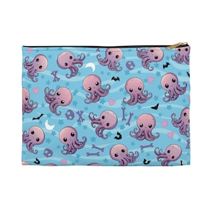 Pastel Goth Octopus Kosmetyczka | Etui na akcesoria | ocean morze ośmiornica podwodny straszny słodki punk czaszki horror