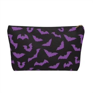 Pastel goth purple bats Accessory Pouch Makeup bag pencil pen case spooky halloween pattern for witch punk rock gothic dark aesthetic