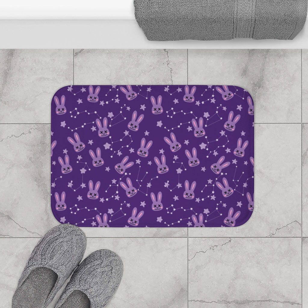 Cute Pastel Goth Bunny Bath Mat Purple Spooky Kawaii Bunnies - Etsy