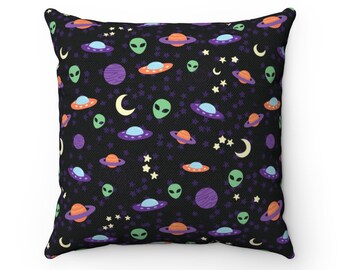 18x18 Random Galaxy UFO Donuts Abduction Funny Throw Pillow Multicolor 18x18 Random Galaxy UFO Donuts Abduction Funny Throw Pillow Multicolor