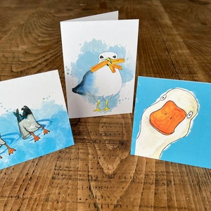 Lustige Grußkarten, 3er Pack oder einzelne Aquarell illustrierte Drucke - Umschlag enthalten