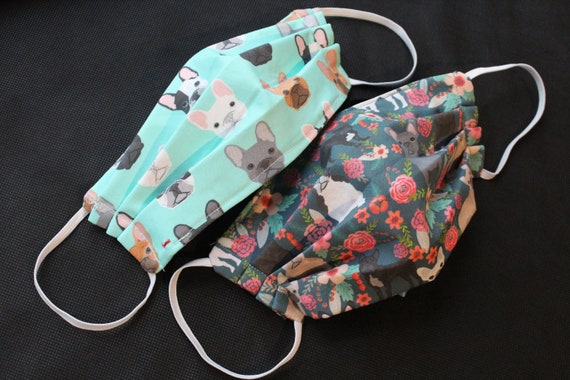 French Bulldog Cloth Face Mask-4 Ply with Nose Wire- 100% Cotton, frenchie, frenchies, gift, gifts, dog, dogs, gift for mom