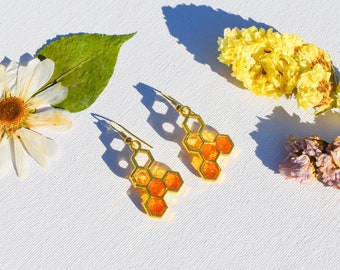 Pendientes de panal / joyería de panal / abeja de miel / salvar a las abejas / joyería de abeja de miel /