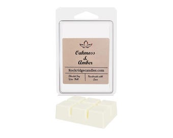 Fondants de cire de mousse de chêne et d'ambre | Nos fontes sont fabriquées à la main dans le Colorado et s'intégreront parfaitement dans n'importe quelle maison. | Fondant pour cire de soja |