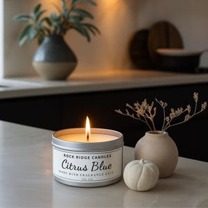 Citrus Blue Soy Wax Candle - Citrus Scented - Aromatherapy Candle