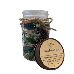 Black Berry and Sage Soy Wax Candle Refresh Your Senses: Non-Toxic  Blackberry & White Flower Decoupage | Scents of Blackberries Sage