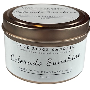 Colorado Sunshine Scented Candle | Soy Wax Candle | Gold Tin | Natural Soy Wax | Scented Candle | Gift For Her | Gift For Friend |