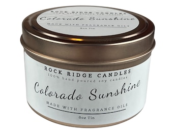 Geurkaars Colorado Sunshine | Sojawaskaars | Goudblik | Natuurlijke sojawas | Geurkaars | Cadeau voor haar | Cadeau voor vriend |