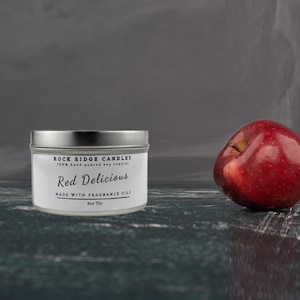 Red Apple Scented Candle | Soy Wax Candle | Candle Gifts | Tin Candle | Bridal Shower Gift | Hand Poured Candle | Natural Soy Candle