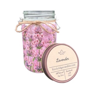 Lavender Soy Wax Candle - Custom Decoupage Napkin, Relaxation Aromatherapy, Eco-Friendly Soy Wax, Unique Home Decor Gift