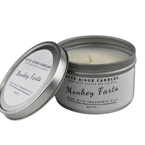 Monkey Farts Soy Wax Candle | All Natural Candle | Candle Gifts | Fruity Soy Candle | Tin Candle | Birthday Day Gift | Handcrafted