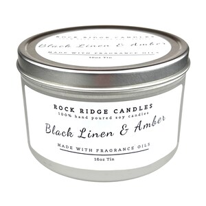 Black Linen and Amber Candle Soy Wax Candle | Witchy Candle | Aromatherapy Candle | Candle Gifts | Natural Soy Candle | Rustic Candle