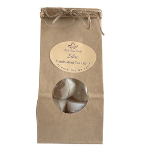 White Birch Soy Tea Lights | Handmade | Long Burning | pine scents, with vivid notes of eucalyptus, cypress, and Tonka bean | Kraft Bag |