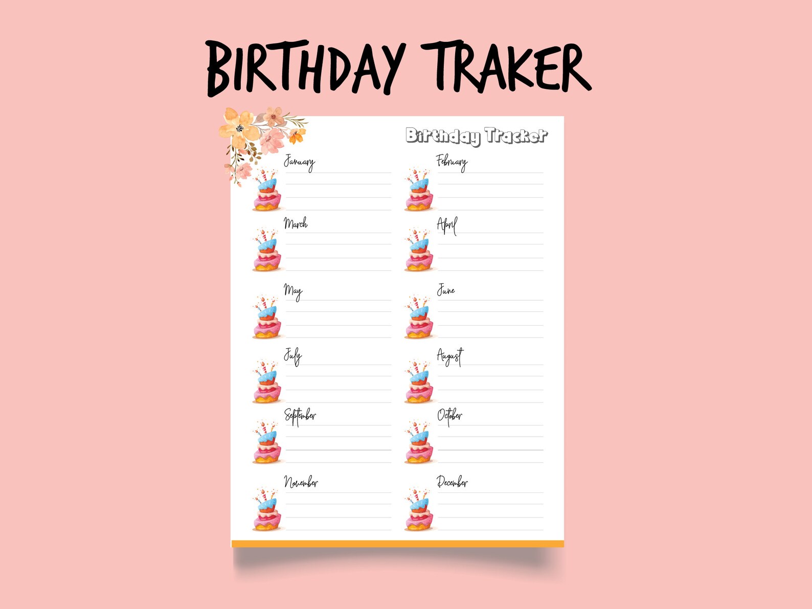 PRINTABLE Birthday Tracker Log Book Template Birthday Tracker Etsy