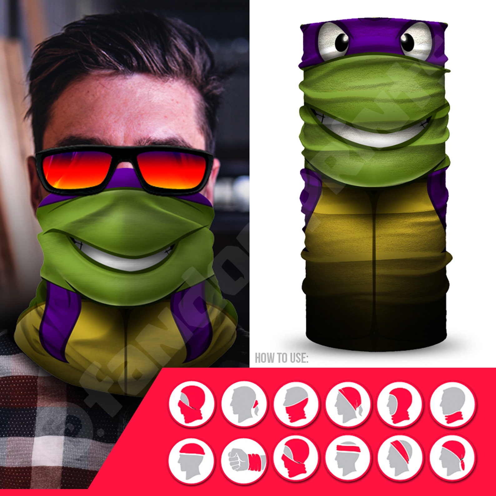 Customize TMNT Bandana Ninja Turtles Neck Gaiter teenage Etsy