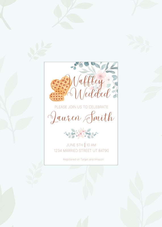 Waffley Wedded Invite Brunch Bridal Shower Digital