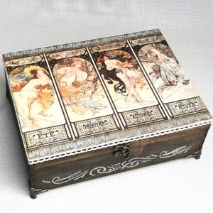 Grande scatola portagioielli vintage in legno personalizzata, scatola organizer con serratura e coperchio incernierato, regalo per lei, regalo per la festa della mamma, scatola portaoggetti e ricordo