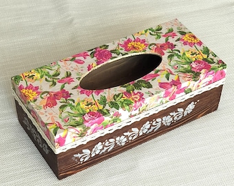 Caja pañuelos rectangular de madera, dispensador de pañuelos personalizable, caja de pañuelos con tapa, regalo para el hogar, estilo vintage