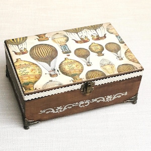 Handmade Personalized Vintage Style Wooden Tea Box with 6 Compartments, Tea Bag Organizer, Rustic Wooden Tea Box, Mother&#39;s & Fathers&#39;s Gift