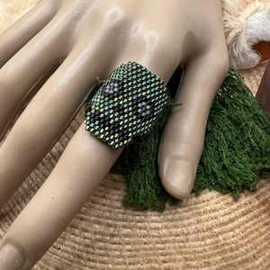Handmade Skull Ring/ Miyuki Delica Beads Ring.