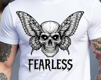 Fearless Skull Schmetterling PNG | Gothic Tattoo T-Shirt Motiv | Dark Metal Digitaler Download