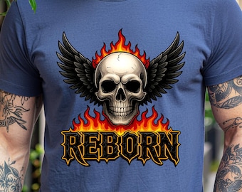 Totenkopf mit Flügeln PNG | Gothic Flammendes Tattoo Totenkopf | Dunkles T-Shirt Grafik digitaler Download