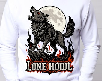 Einsamer Howl Wolf PNG | Gothic Mond Biker T-Shirt Motiv | Digitaler Download
