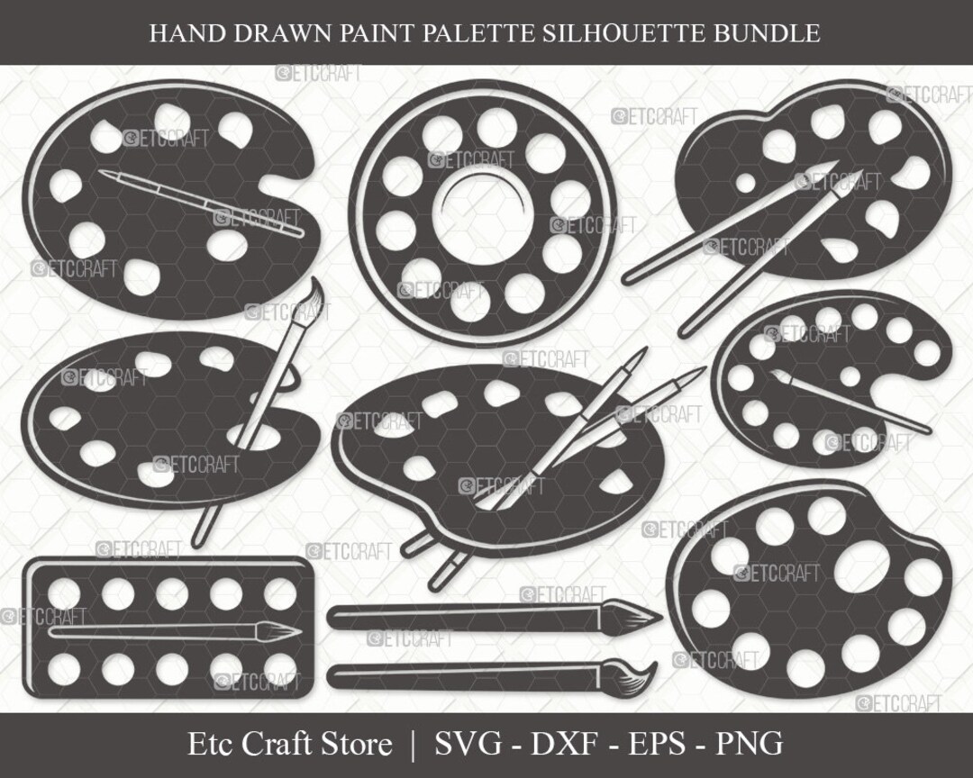Paint Palette Silhouette SVG Cut File Paint Svg Palette Etsy