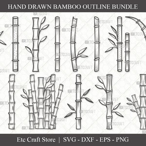 Bamboo Outline SVG Cut File | Leaf Svg | Bamboo Stems Svg | Bamboo Plants Svg | Bamboo Trees Svg | Eps | Dxf | Png | Bundle