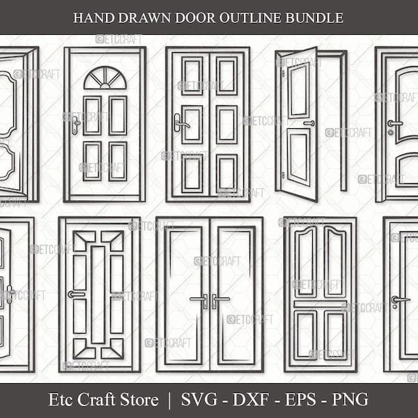 Door Outline SVG Cut File | Open Boor Svg | Door Frame Svg | Front Door Svg | House Door Svg | Window Svg | Door Svg Bundle