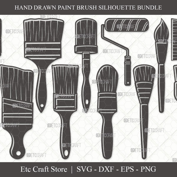 Paint Brush Silhouette SVG Cut File | Paint Roller Svg | Brushes Svg | Painting Brushes Svg | Paint Brush Icon Svg | Paint Brush Svg Bundle