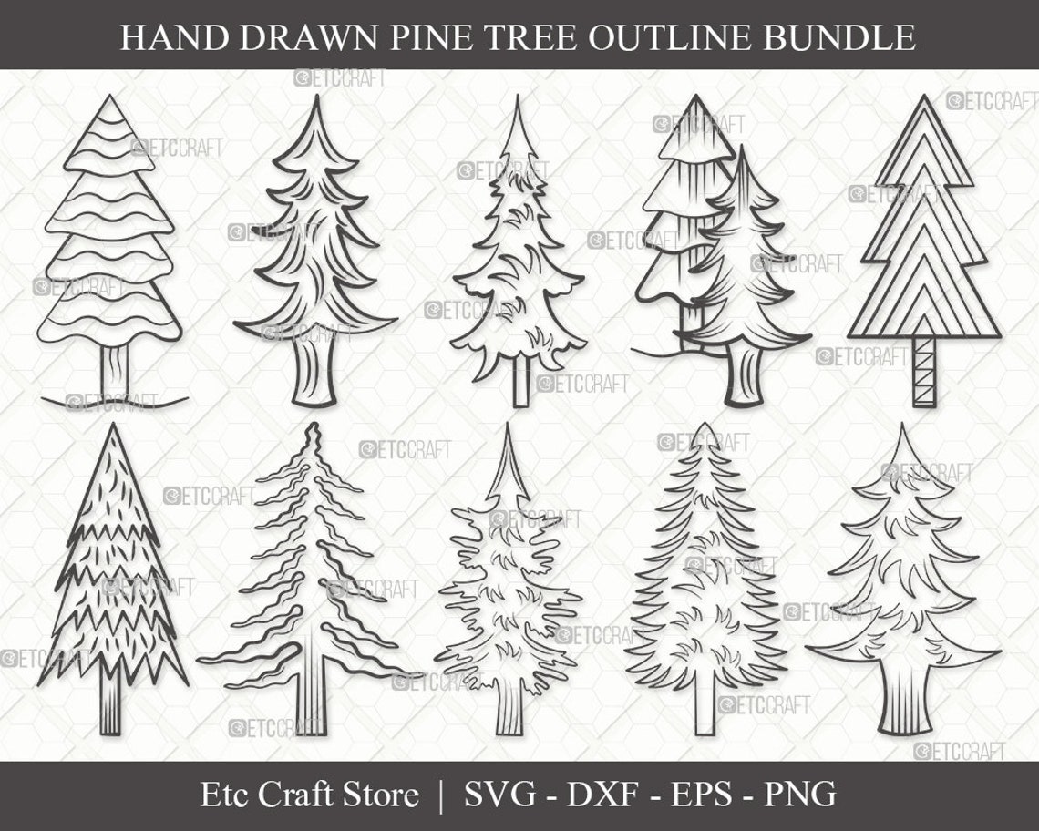 Pine Tree Outline SVG Cut File Pine Svg Tree Svg Etsy