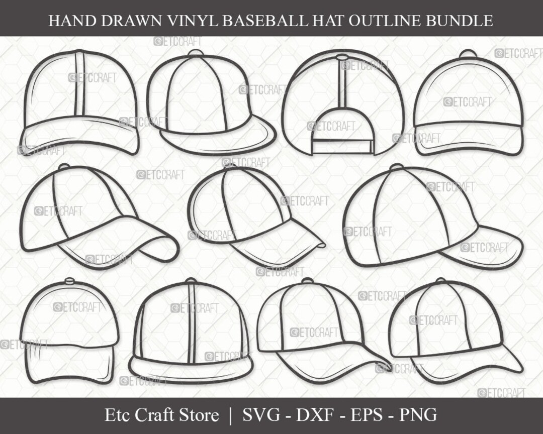 Baseball Hat Outline SVG Cut File Baseball Cap Svg Cap Svg Softball Cap