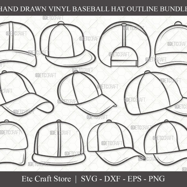 Baseball Hat Outline SVG Cut File | Baseball Cap Svg | Cap Svg | Softball Cap Svg | Baseball Hat SVG Bundle