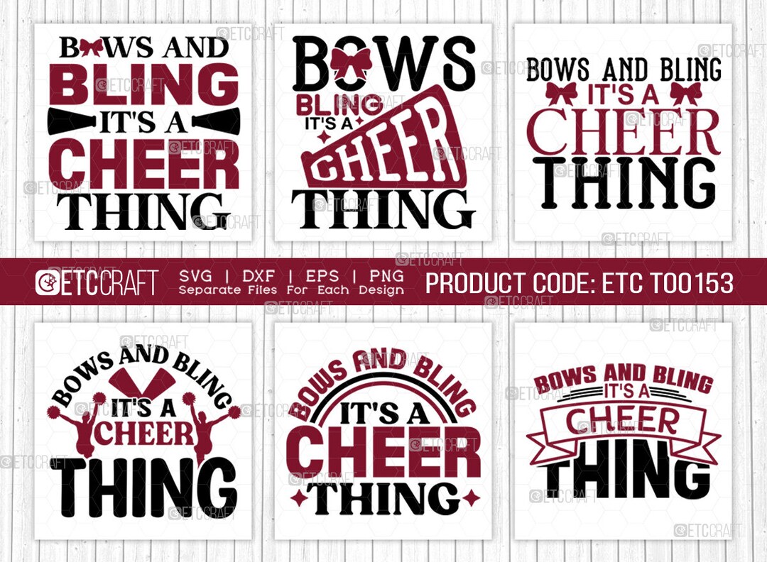 Bows and Bling Its A Cheer Thing SVG T-shirt Design Bundle-beautiful ...