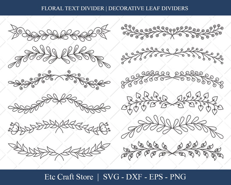 Download Floral Text Divider SVG Cut File Wedding Leaf Dividers Svg ...