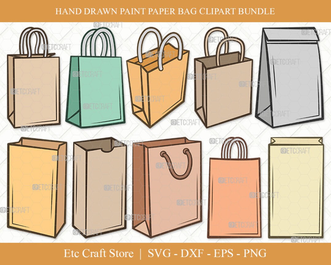 Paper Bag Clipart SVG Cut File Paper Bag Svg Bag Svg Etsy