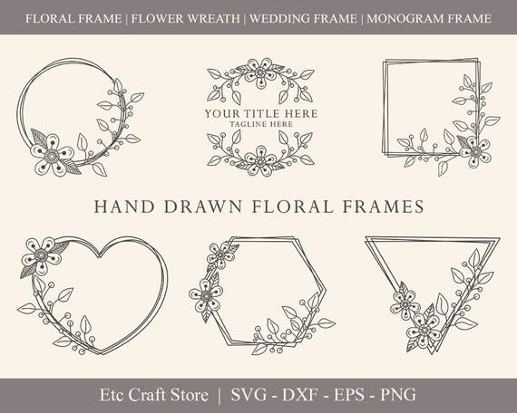Download Floral Frame Svg Cut Files Flower Wreath Svg Wedding Etsy