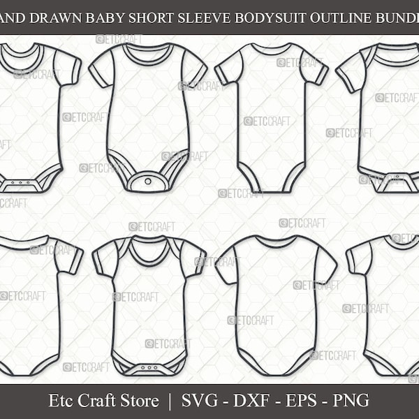 Baby Bodysuit SVG, Romper Suit Outline, Infant Onesie Svg, Baby Onesie Svg, Baby Romper Svg, Baby Clothes, Newborn Onesie, babysuit Bundle