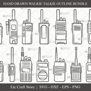 Walkie Talkie SVG, Walkie Talkie outline, Communication Radio Svg, Portable Radio Svg, Walkie Talkie Icon, Cell Phone, Walkie Talkie Bundle
