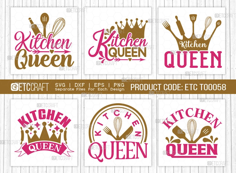 Kitchen Queen SVG T-shirt Design Bundle: Cooking Mom Quotes - Etsy