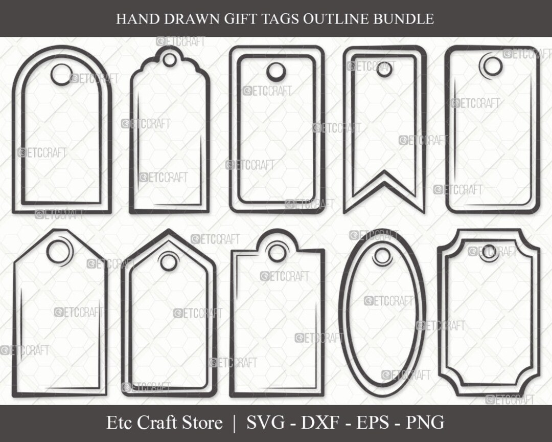 Gift Tags Outline SVG Cut File Tags Svg Label Tag Svg Etsy