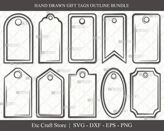 Gift Tags Outline SVG Cut File Tags Svg Label Tag Svg | Etsy Canada