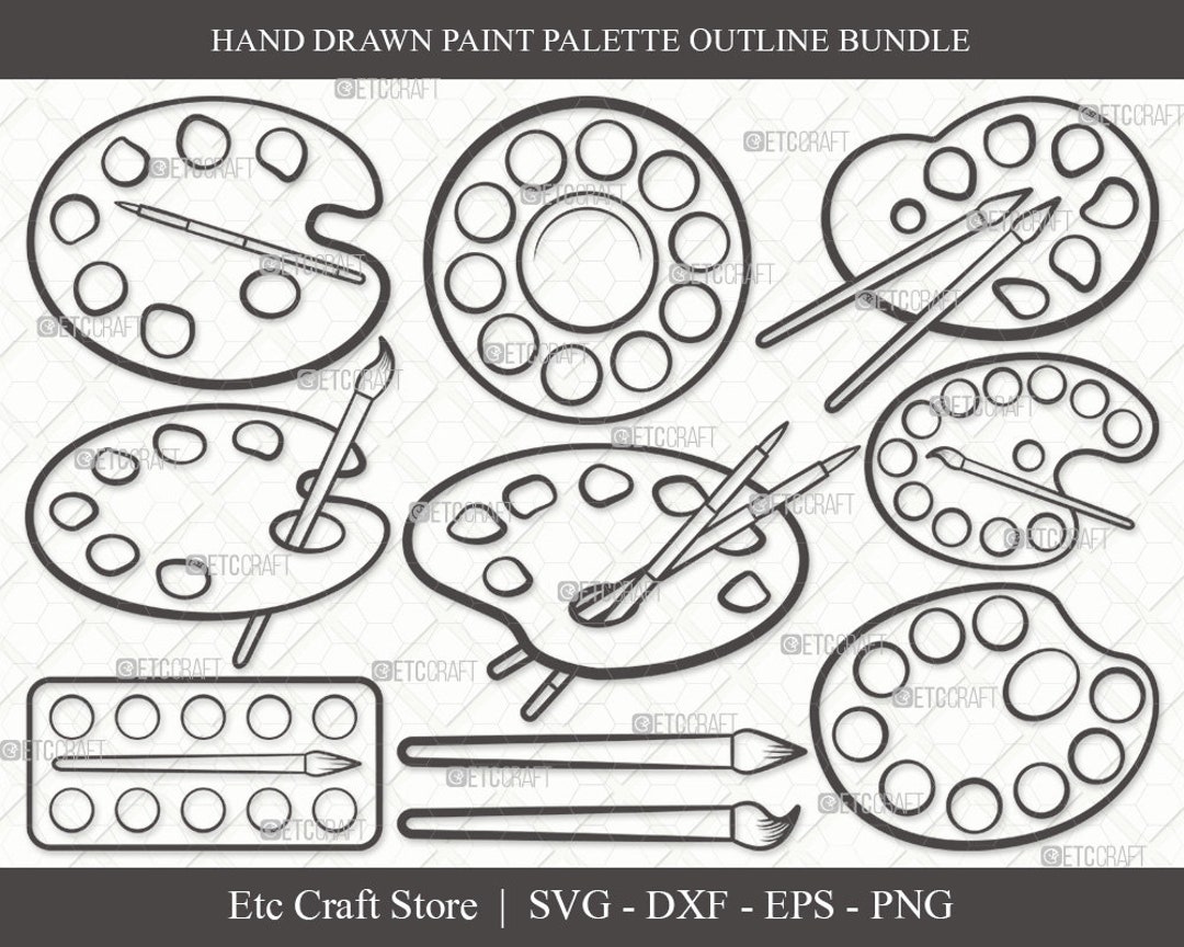 Paint Palette Outline SVG Cut File Paint Svg Palette Svg Paintbrush Svg Drawing Svg Painting Svg