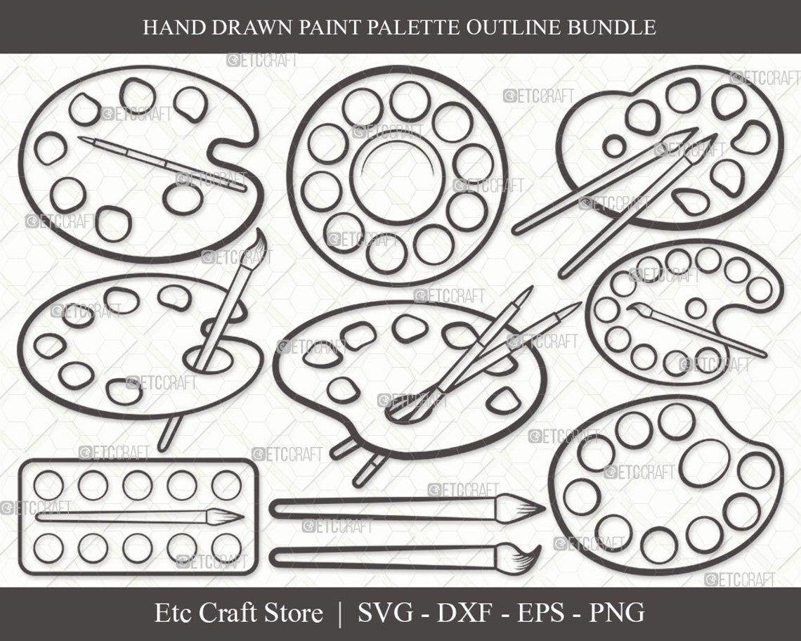 Paint Palette Outline SVG Cut File Paint Svg Palette Svg Etsy