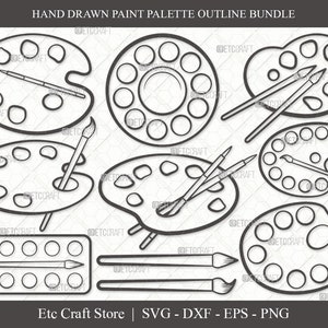 Paint Palette Outline SVG Cut File | Paint Svg | Palette Svg | Paintbrush Svg | Drawing Svg | Painting Svg | Paint Palette Svg Bundle