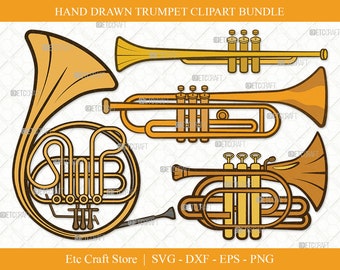 Trumpet Clipart SVG Cut File Bundle (Digital Download)
