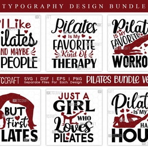 Pilates SVG Bundle Vol-01 | I Like Pilates And Maybe 3 People Svg | Pilates Is My Favorite Kind Of Therapy Svg | Pilates Quote Design