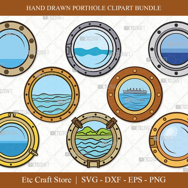 Porthole Clipart SVG | Ship Porthole Svg | Ship Window Svg | Sea Exploration Svg | Boat Porthole Svg | Submarine Svg | Porthole Svg Bundle